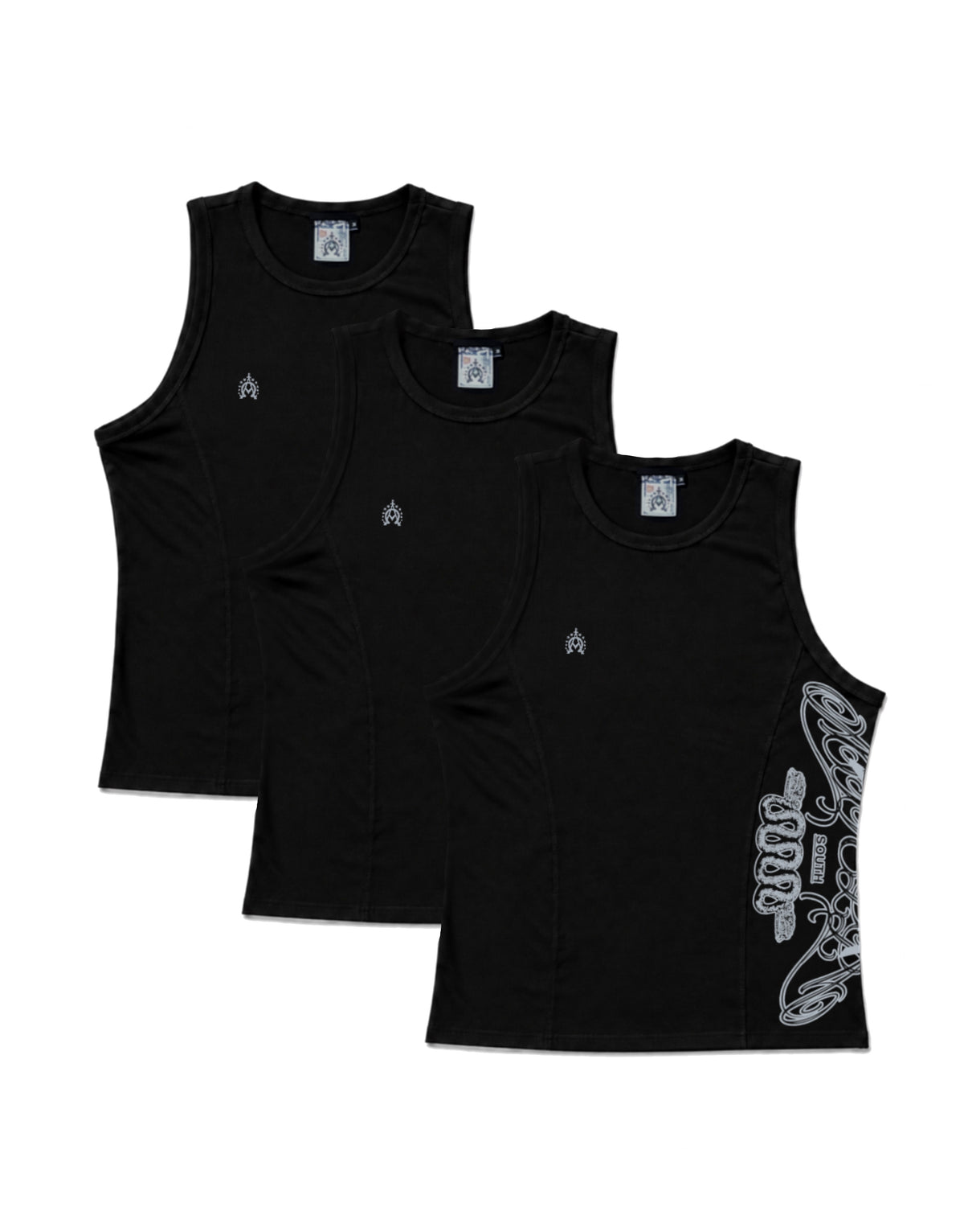 3 Pack Blk South Tanks
